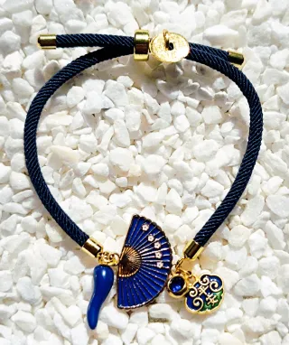 Pulsera abanico rosa y dorada