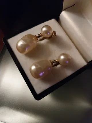 Pendientes Perlas Barrocas Plata Chapada Oro