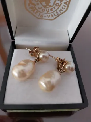 Pendientes Perlas Barrocas Plata Chapada Oro
