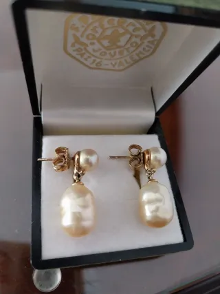 Pendientes Perlas Barrocas Plata Chapada Oro