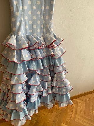 Vestido Flamenca Lunares Azul