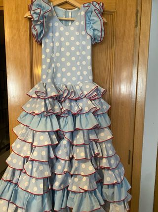 Vestido Flamenca Lunares Azul