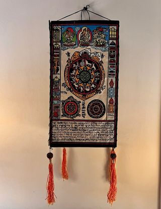 Gran farol oriental plegable de estilo tibetano