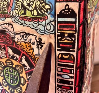 Gran farol oriental plegable de estilo tibetano