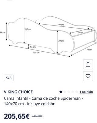 Cama Infantil Coche Spiderman 140x70cm