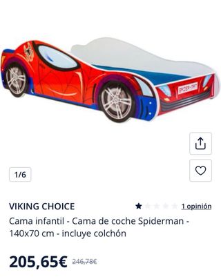 Cama Infantil Coche Spiderman 140x70cm