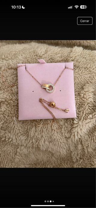 Collar Swarovski Doble Aro Baño Oro Rosa