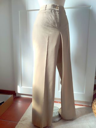 Pantalone palazzo lana beige