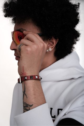 Valentino Garavani Bracciale Borchie Rosso Nero