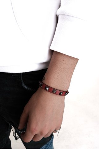 Valentino Garavani Bracciale Borchie Rosso Nero