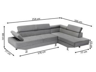 Sofá moderno chaise longue negro 254cm SELLADO