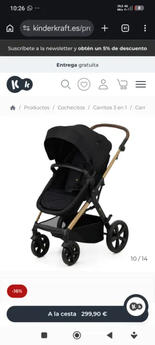 Carro Kinderkraft MOVV 2 3 en 1 Negro