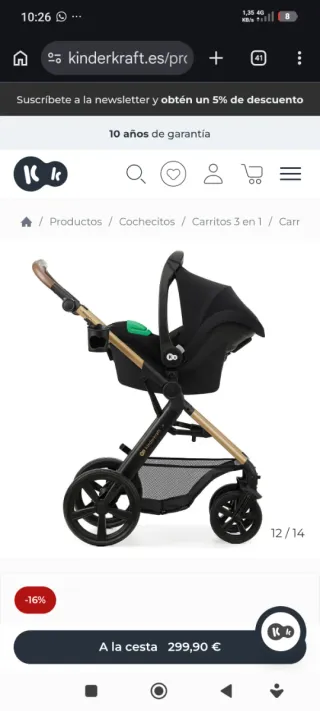 Carro Kinderkraft MOVV 2 3 en 1 Negro