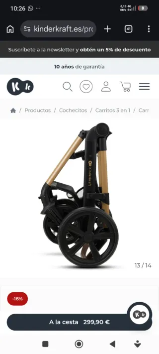 Carro Kinderkraft MOVV 2 3 en 1 Negro