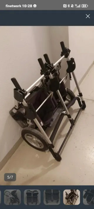 Carro gemelar negro y plata