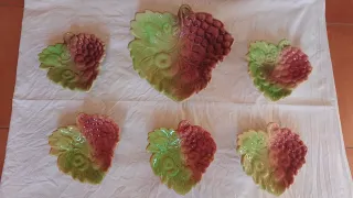 Frutero de cerámica y 5 platos a juego .Vintage