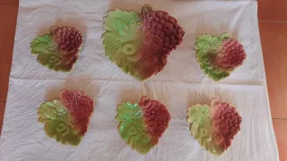 Frutero de cerámica y 5 platos a juego .Vintage