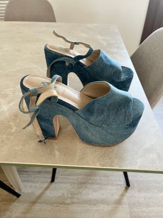 Sandalias MIM Talla 36 Piel Vegana y Denim