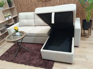 Sofá Cama Chaise Longue Beige