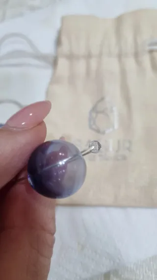 Pendientes aro plata y bola cristal morado BAGLI
