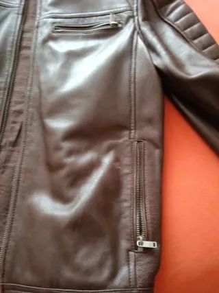 Cazadora de piel hombre marrón