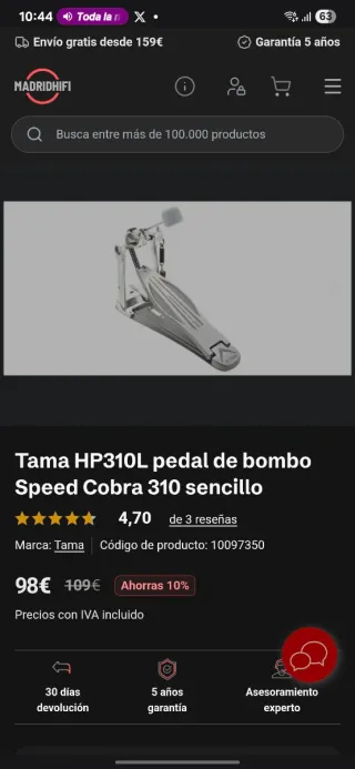 Tama HP310L Speed Cobra 310 Sencillo Pedal Bombo