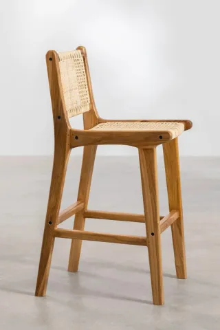 Taburete Madera Teca y Rattan Sklum NUEVOS