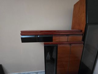 Mueble modular comedor madera y cristal