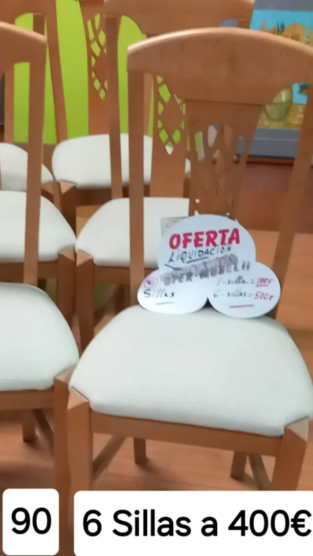 6 Sedie in Legno Beige/Marrone