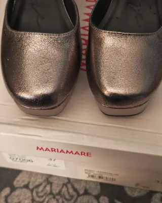 Zapatos Mariamare Plata Tacón Grueso nuevos.
