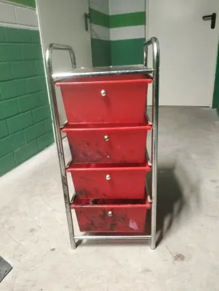 Carrito organizador 4 cajones rojos