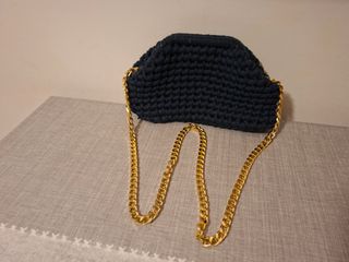 Borsa Clutch Donna Blu e Oro