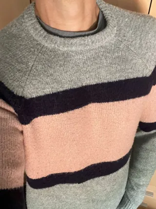 Jersey Pull&Bear rayas gris rosa talla L