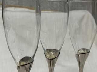 Set di 3 calici vintage in metallo e cristallo