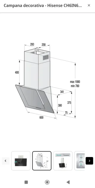 Campana extractora Hisense decorativa