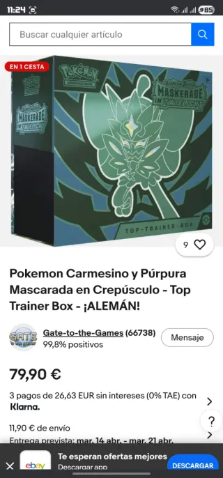 Caja Pokemon entrenador Élite Masquerade