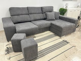 Sofá chaise longue reclinable con puff