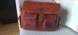 Bolso bandolera de cuero marrón unisex