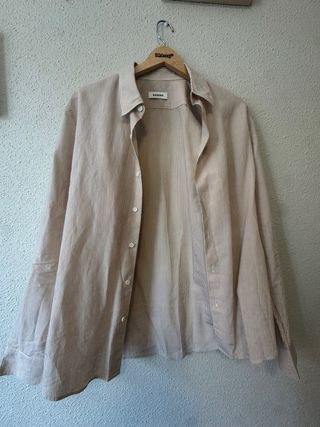 Camisa Sandro Rayas Beige-Tierra