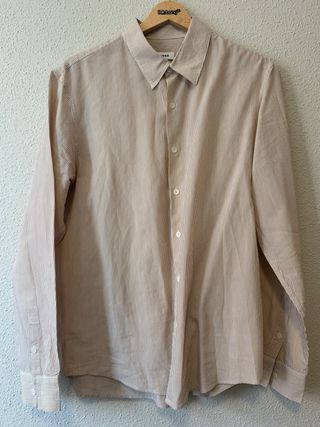 Camisa Sandro Rayas Beige-Tierra