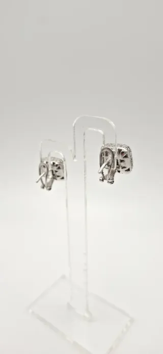 Pendientes Oro Blanco 18K Diamantes Princesa