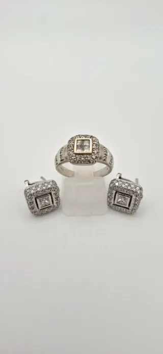 Pendientes Oro Blanco 18K Diamantes Princesa