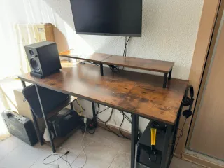 Escritorio rústico madera y hierro solo escritorio