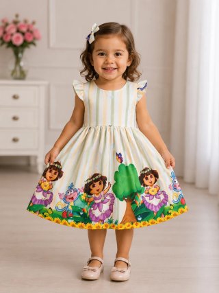 Vestito bambina tema Dora l'esploratrice TG 3 anni