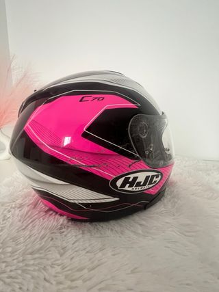 Casco Moto HJC Talla XS Negro y Rosa