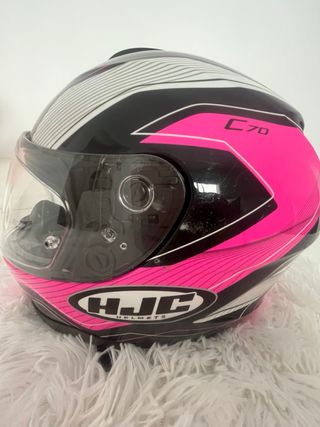 Casco Moto HJC Talla XS Negro y Rosa
