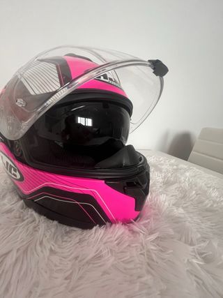 Casco Moto HJC Talla XS Negro y Rosa