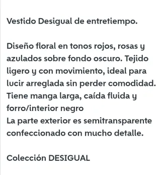 Vestido de entretiempo  Moda Desigual