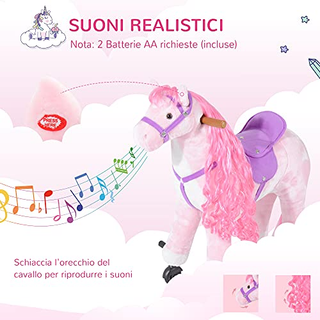 Cavallo a Dondolo per Bambini 2+ Anni con 4 Rotell