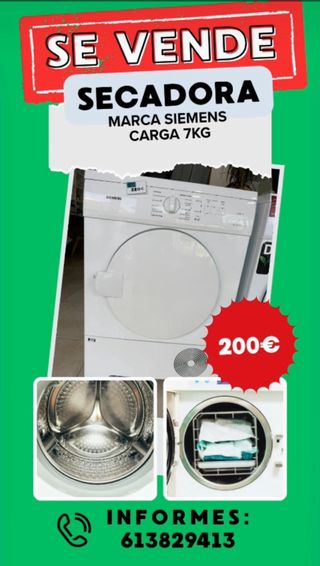 Secadora Siemens Carga 7kg